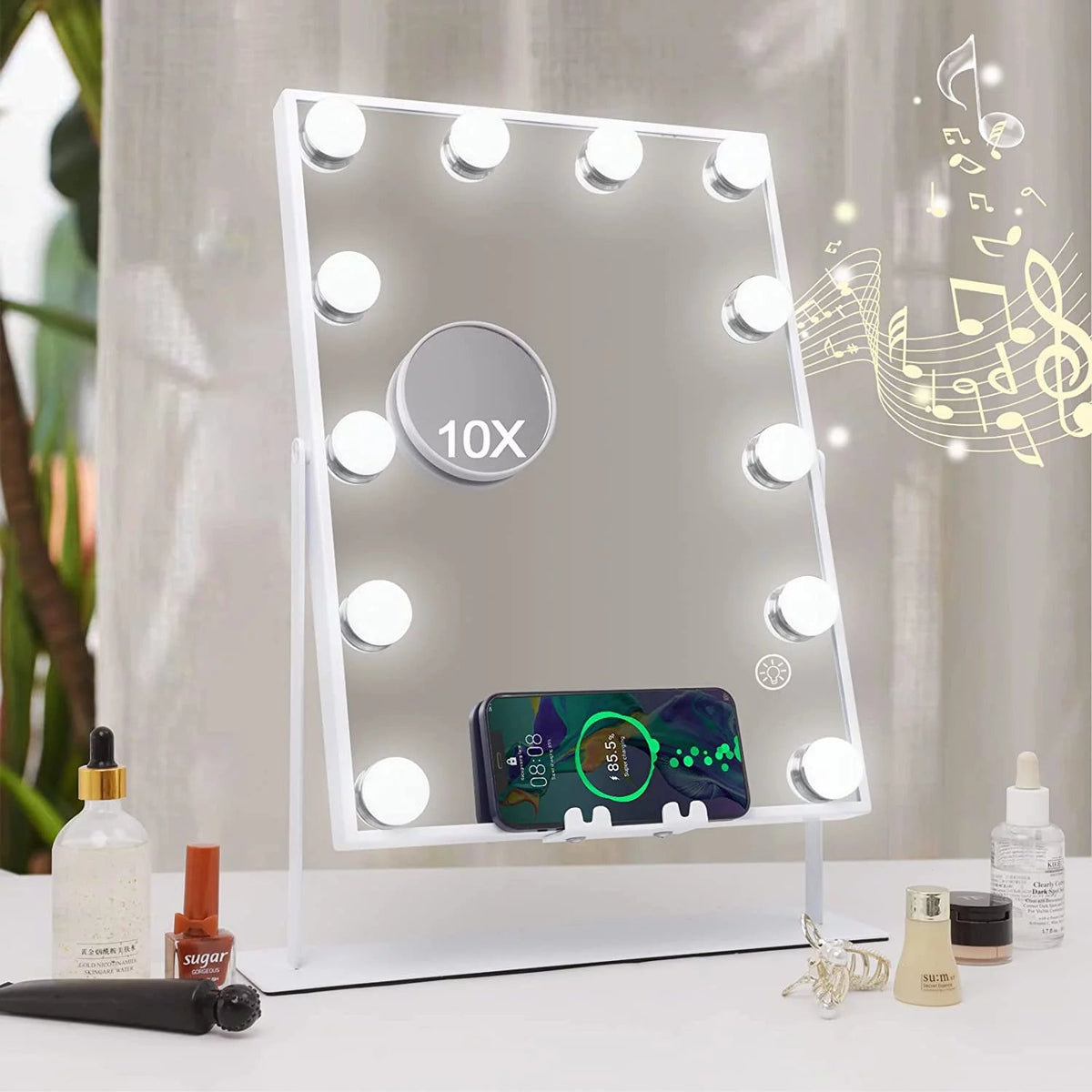 Oikiture Bluetooth Hollywood Makeup Mirrors with LED Light 80x58cm Vanity  Mirror 1EA