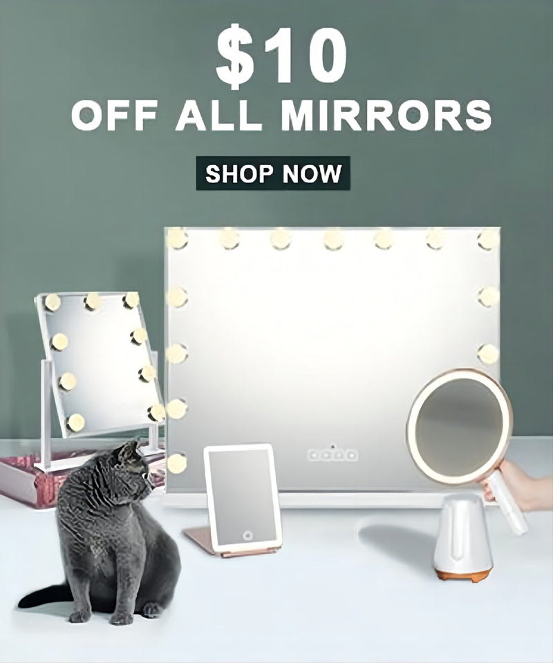 Espelho de Maquilhagem Hollywood com Luzes e Bluetooth FENCHILIN 18-Led  Mesa-Parede (80x58 cm) 
