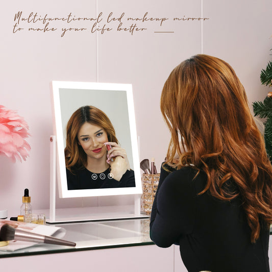 Hollywood Large Makeup Vanity Mirror with Lights 3-Color LED Mirror (12''x14.17'') | FENCHILIN