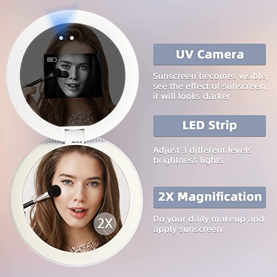 2023 New LED UV Camera for Sunscreen Test Travel Compact Vanity