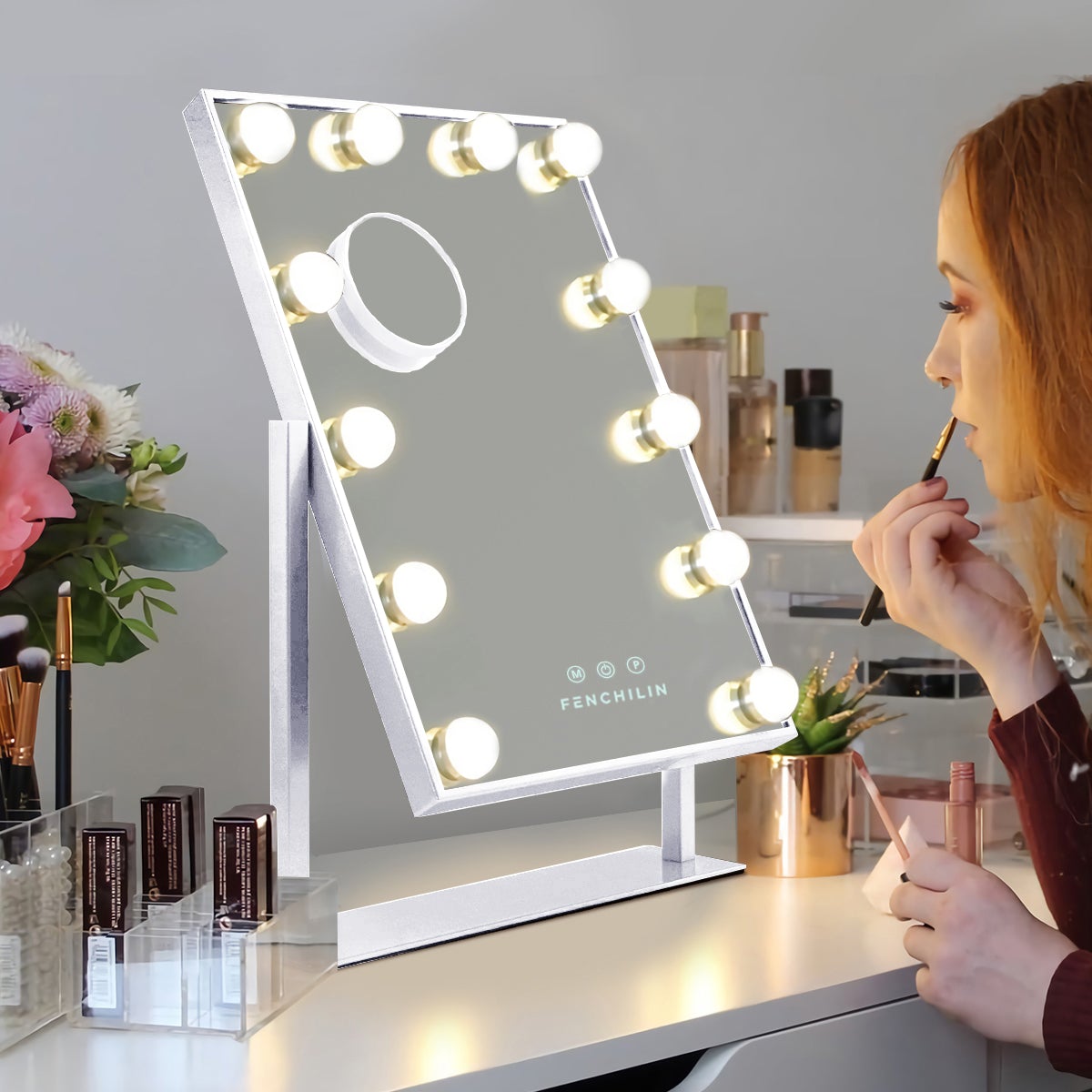 bottom price🔥Hollywood Silm Vanity Mirror L (14.5"x18.5") | 12 Dimmable LED Bulbs FENCHILIN - FENCHILIN