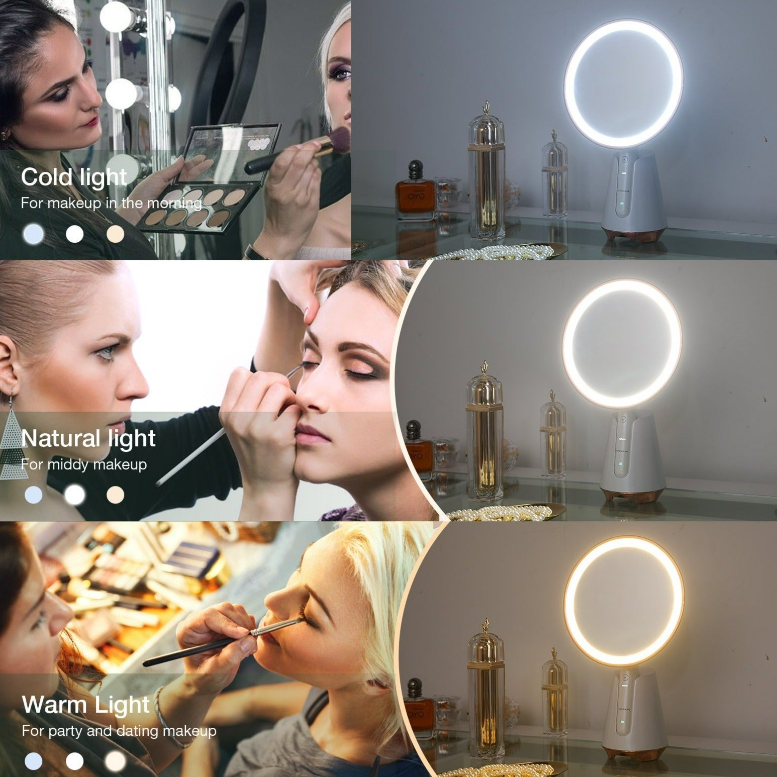 Handheld 6 inch Wireless Charge Vanity Mirror | FENCHILIN - FENCHILIN