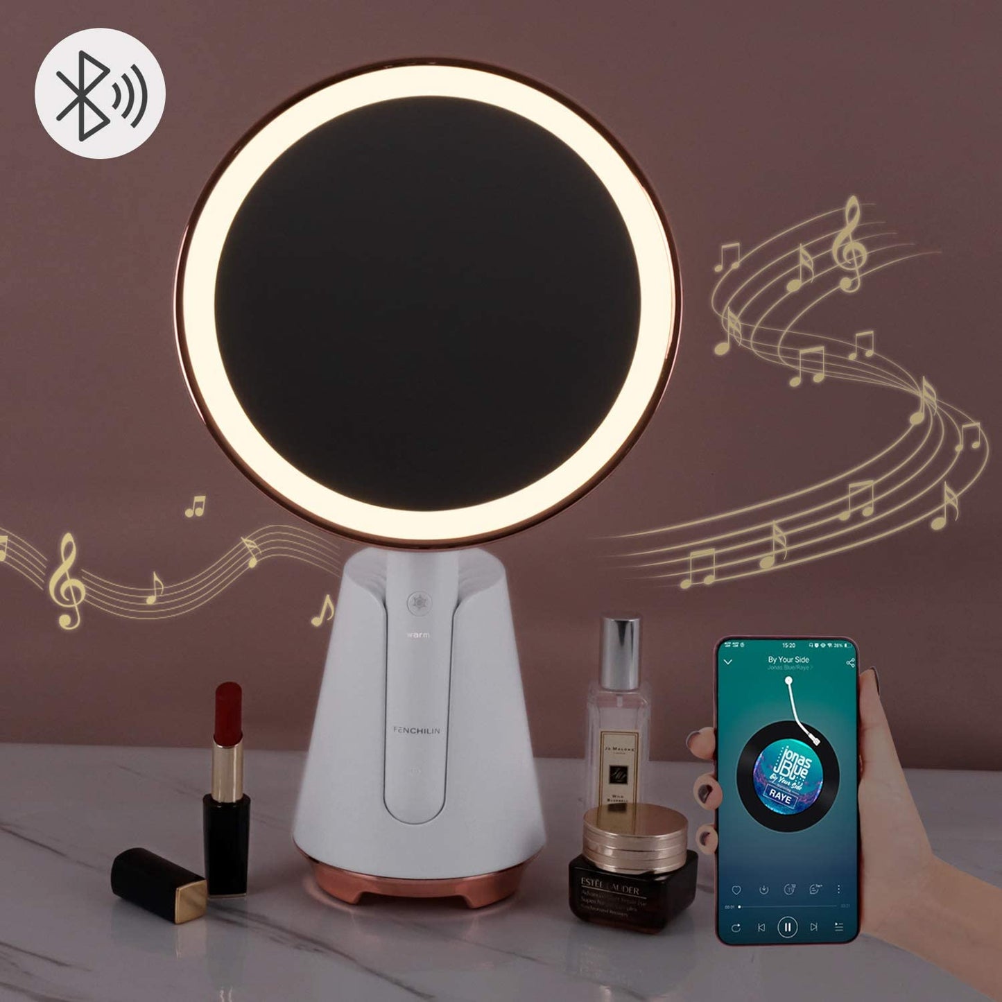 Handheld 6 inch Wireless Charge Vanity Mirror | FENCHILIN - FENCHILIN