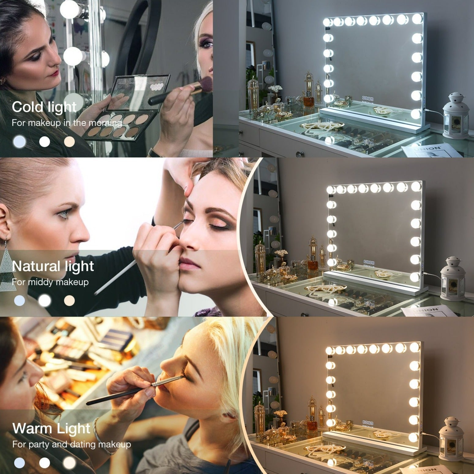 Hollywood Pro Vanity Mirror XXXL (31.5" X 23.6") | 18 Dimmable LED Bulbs FENCHILIN - FENCHILIN