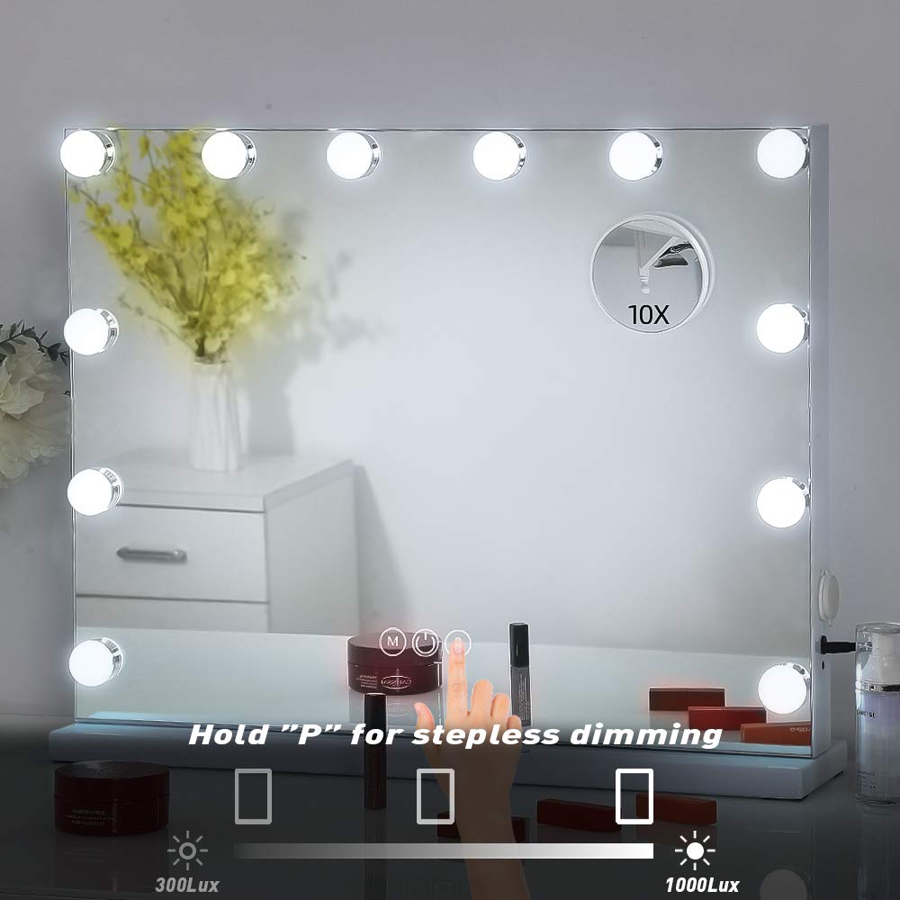 Hollywood Vanity Mirror Slim Metal Frame Design XL (19.7"x 16.5") | 14 Dimmable LED Bulbs FENCHILIN - FENCHILIN